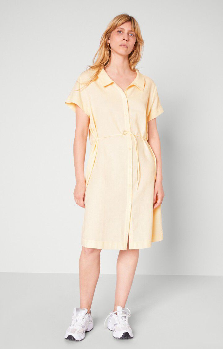 American Vintage Robe Femme Epifun - SEIGLE Manches Courtes Jaune - E20