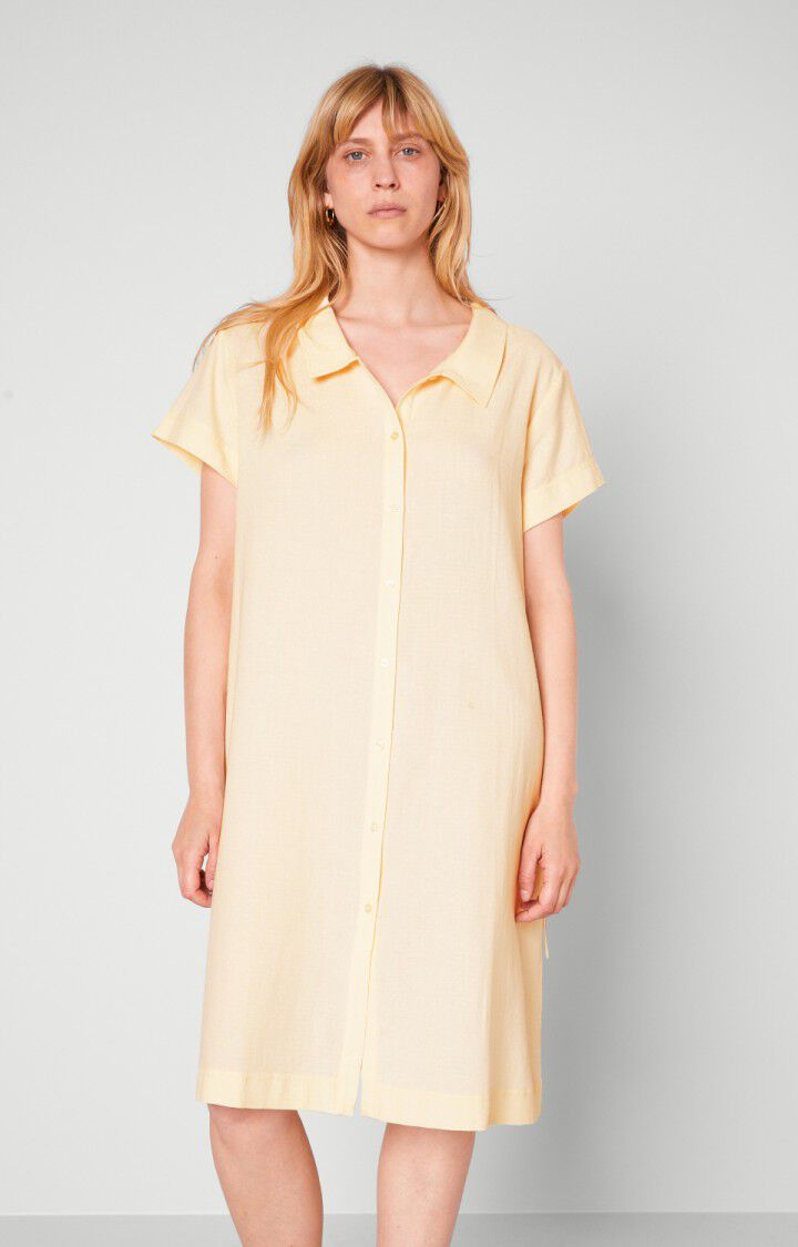 american vintage Robe femme Epifun - SEIGLE Manches courtes Jaune - E20
