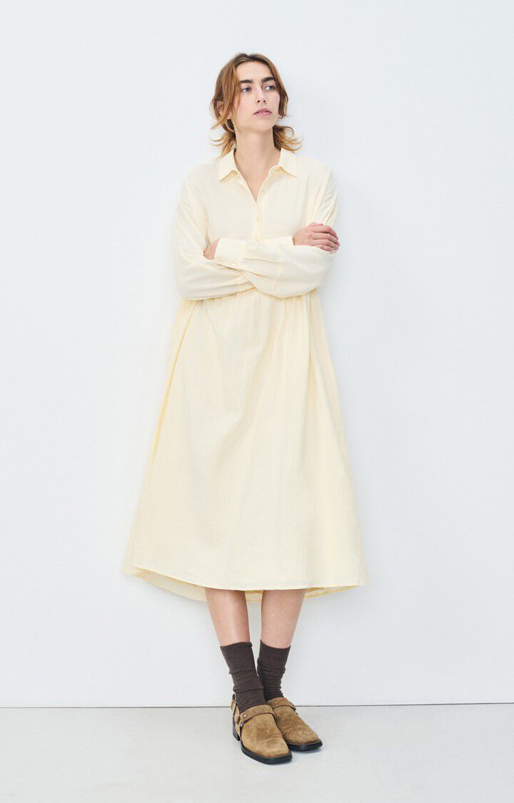 american vintage Robe femme Epifun - SEIGLE Manches longues Beige - H19