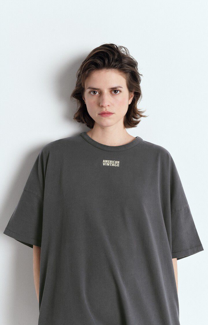 American Vintage Robe Femme Fazy - ACIER VINTAGE 14 Manches Courtes Gris - E25