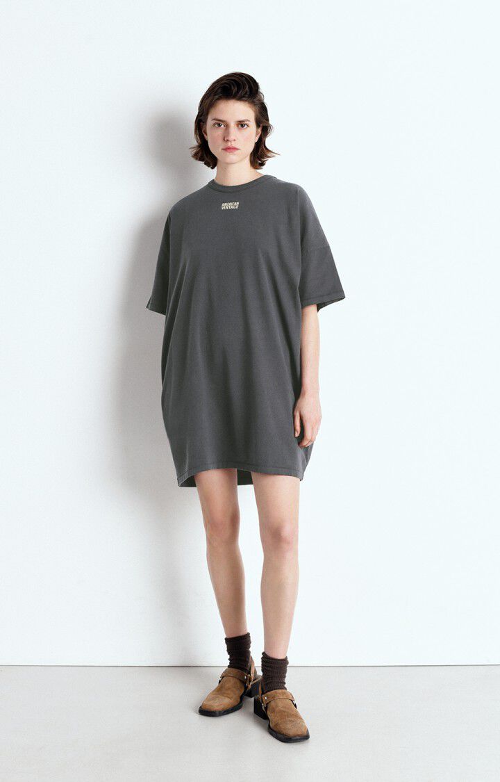 american vintage Robe femme Fazy - ACIER VINTAGE 14 Manches courtes Gris - E25