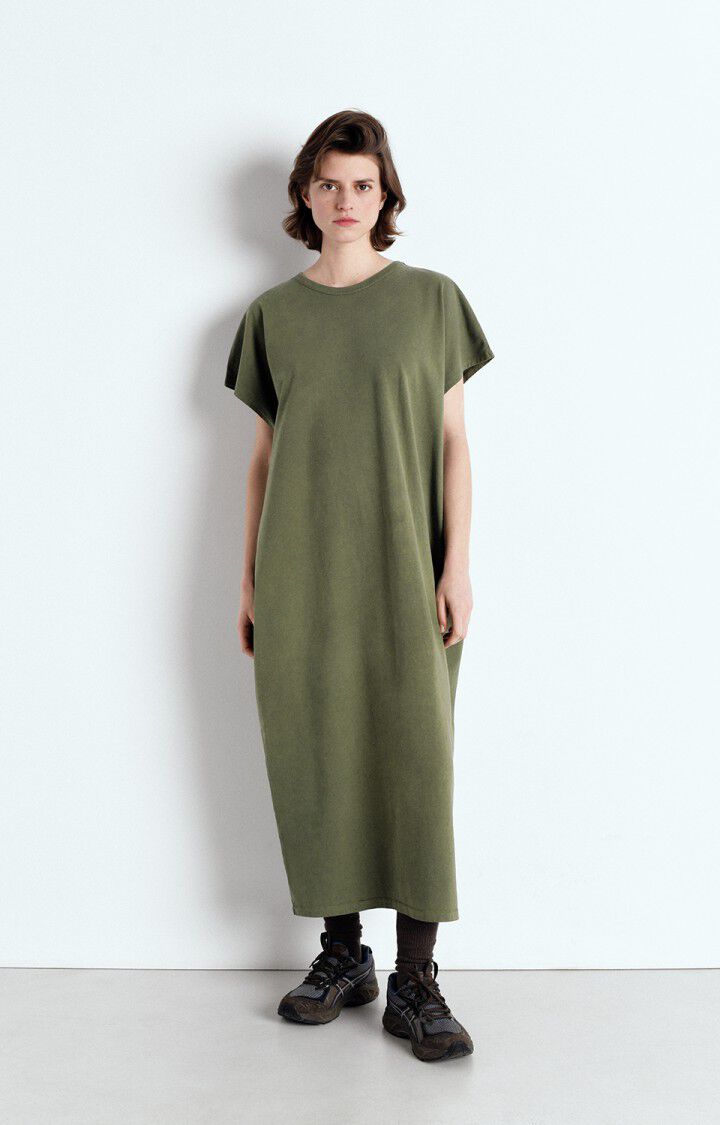 american vintage Robe femme Fazy - KAKI VINTAGE 0 Sans manches Vert - E25