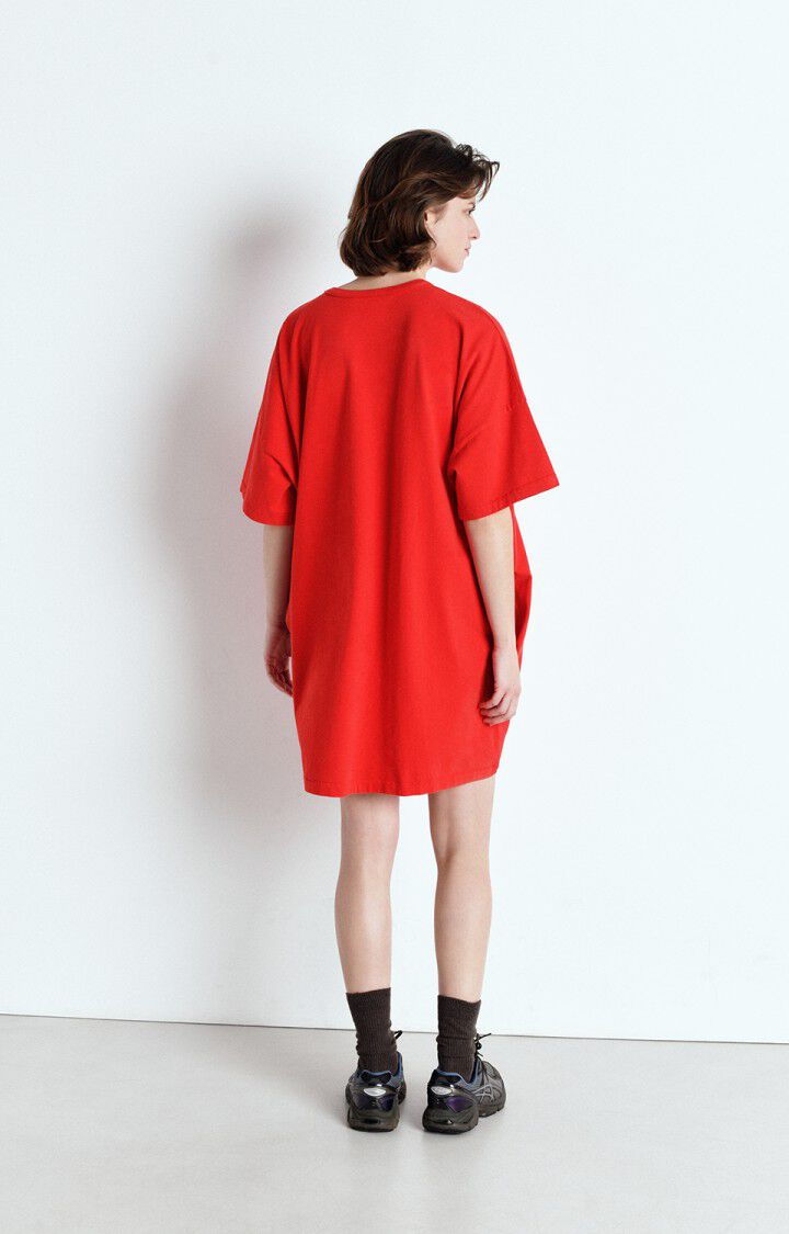 American Vintage Robe Femme Fazy - VOLCAN VINTAGE 14 Manches Courtes Rouge - E25