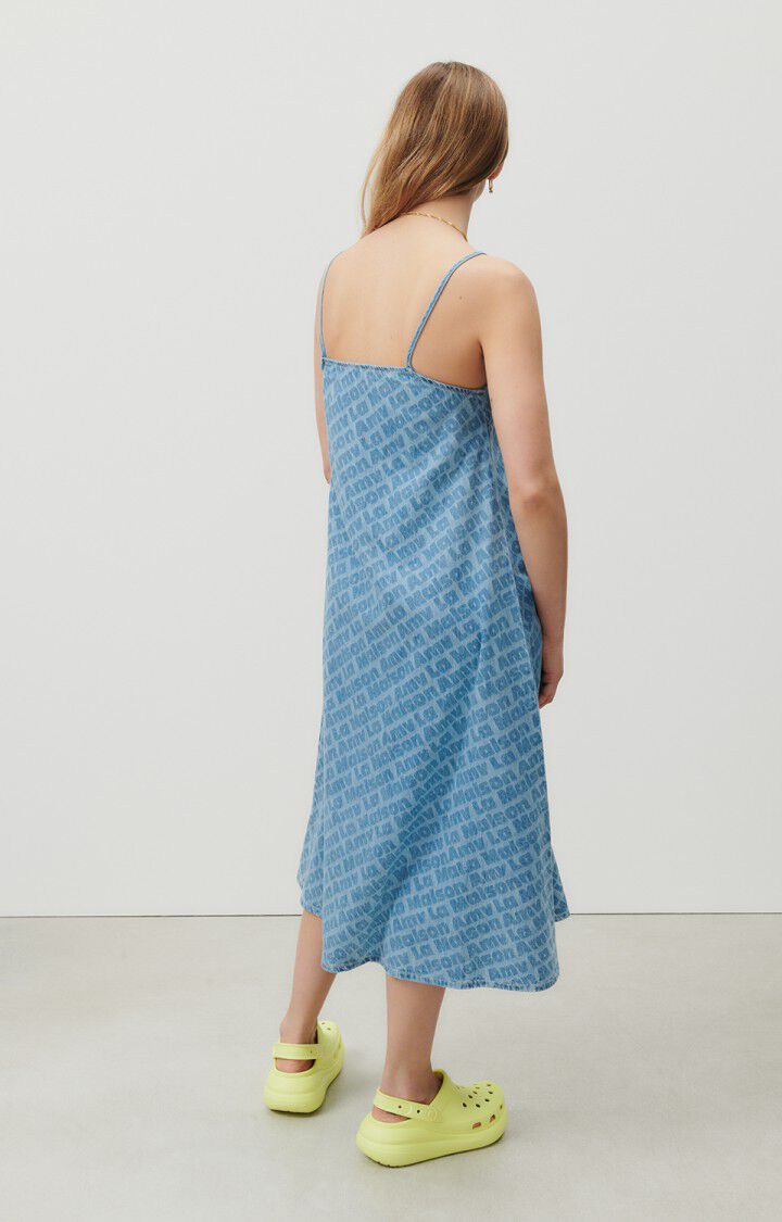 American Vintage Robe Femme Fybee - STONE ALL OVER 0 Fines Bretelles Bleu - E23