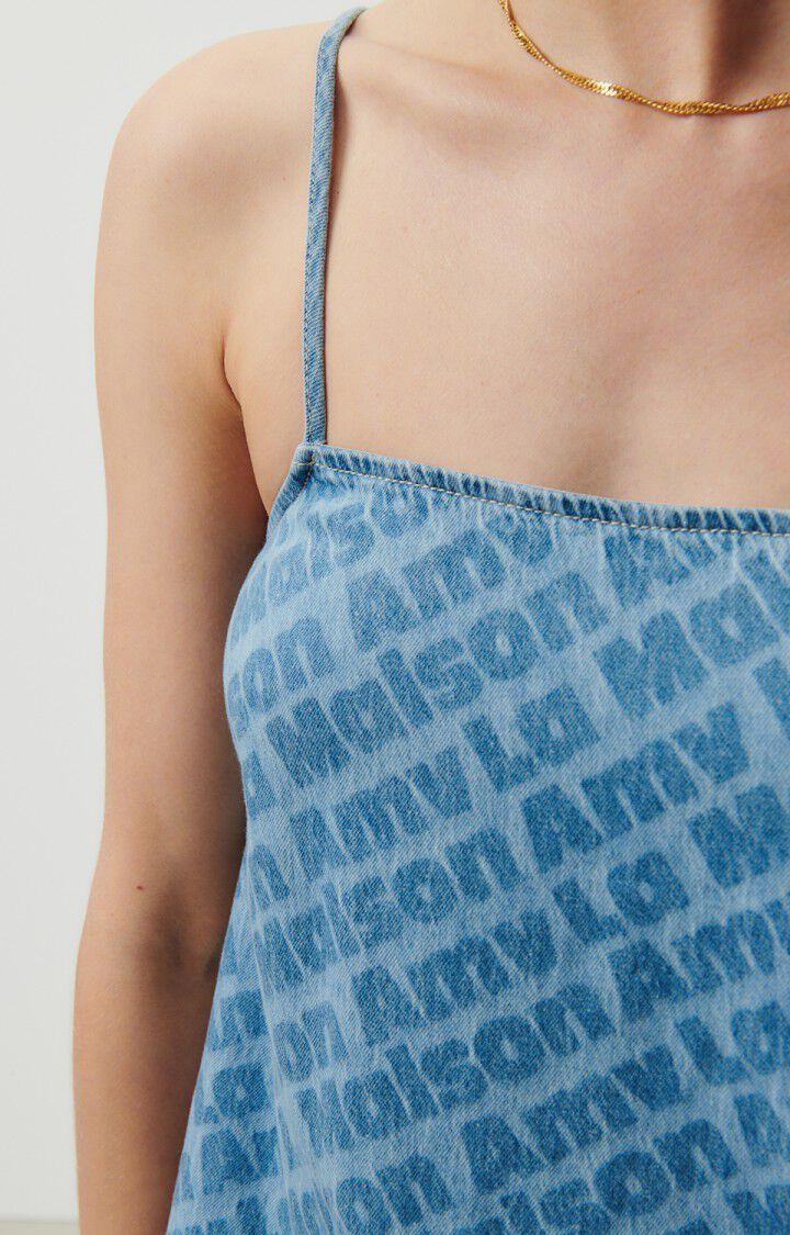 American Vintage Robe Femme Fybee - STONE ALL OVER 0 Fines Bretelles Bleu - E23