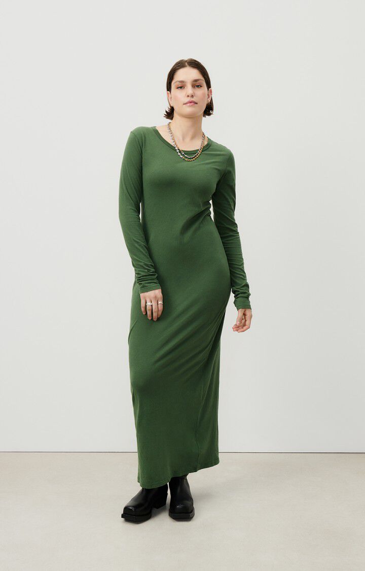 american vintage Robe femme Gamipy - BASILIC 70 Manches longues Vert - H24