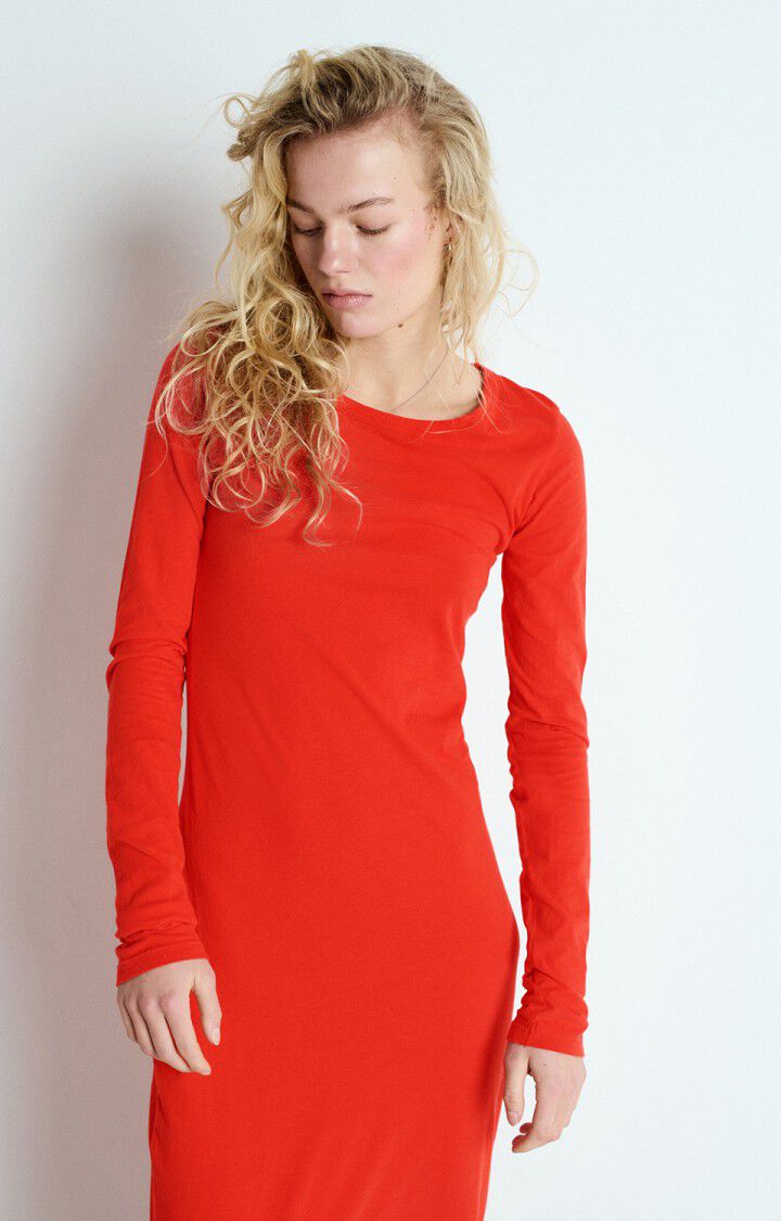 American Vintage Robe Femme Gamipy - FRAISE 70 Manches Longues Rouge - E25