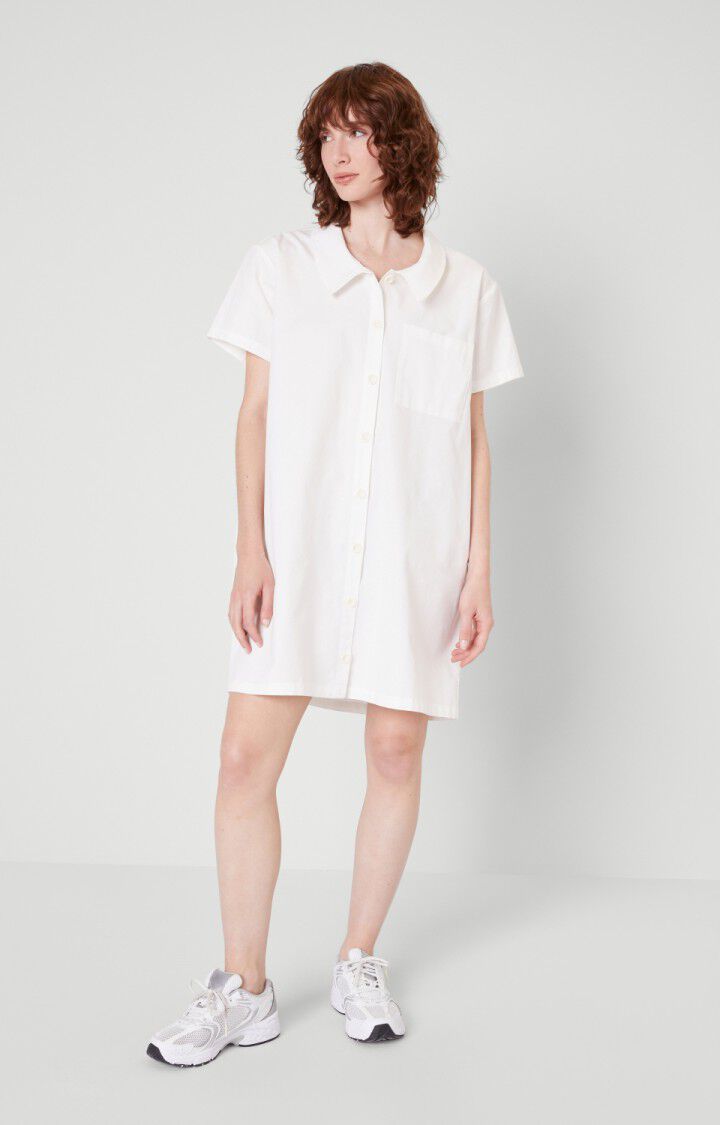 American Vintage Robe Femme Giony - BLANC Manches Courtes Blanc - E20
