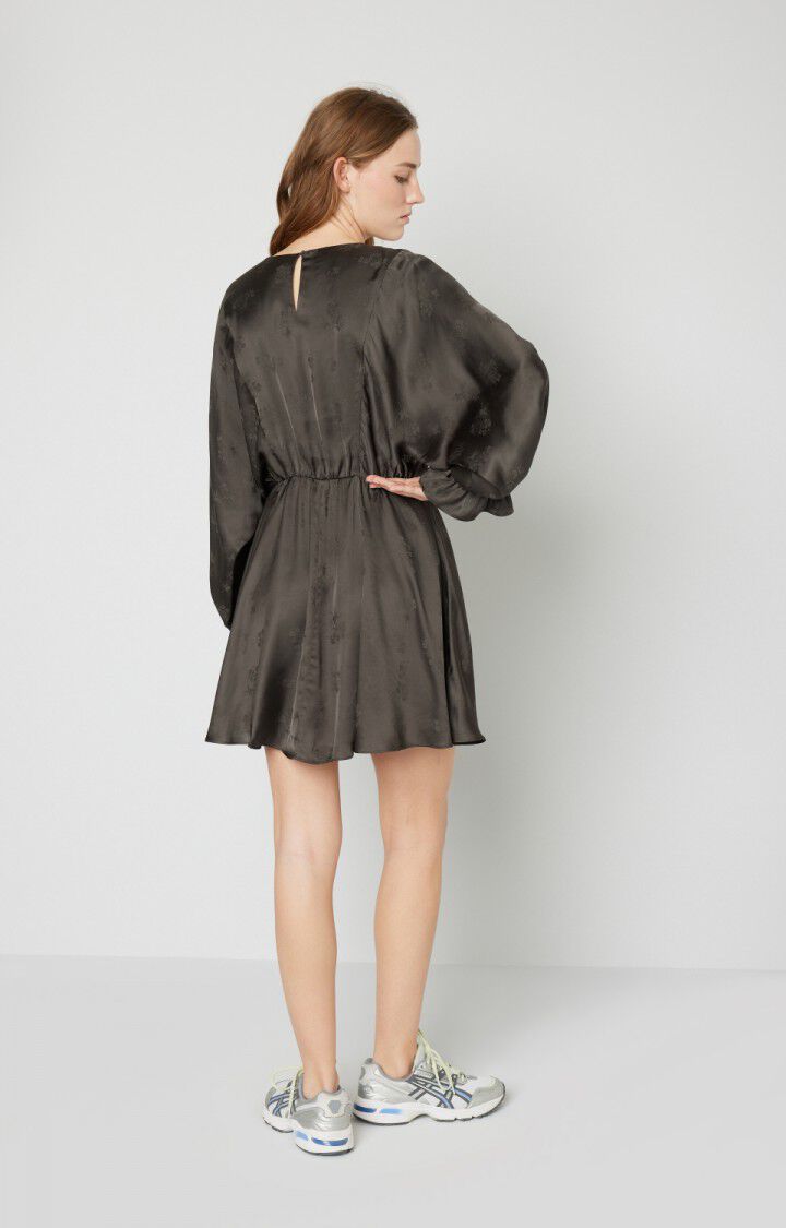 American Vintage Robe Femme Gitaka - CARBONE Manches Longues Noir - E21