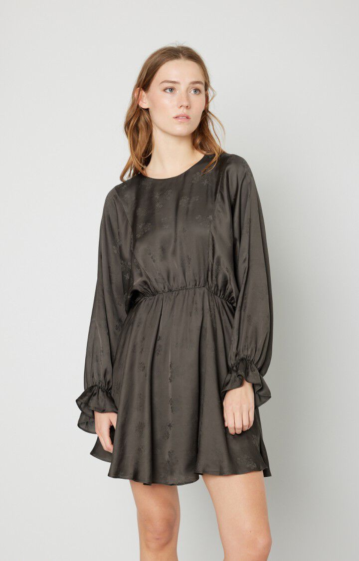 American Vintage Robe Femme Gitaka - CARBONE Manches Longues Noir - E21