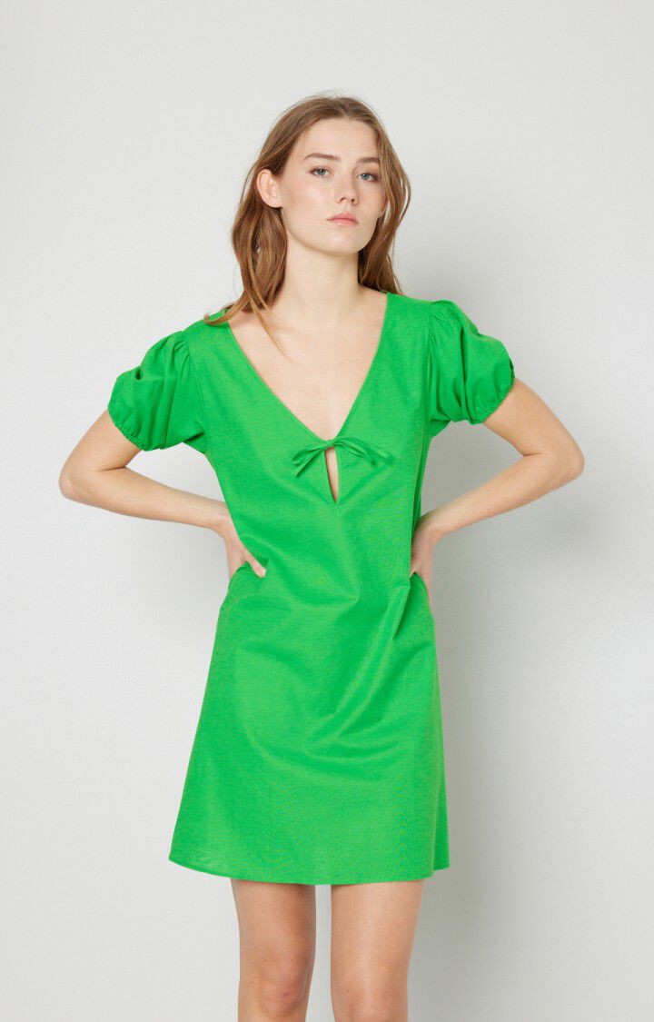 american vintage Robe femme Ilabird - RAINETTE Manches bouffantes Vert - E21