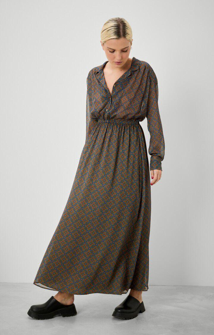 American Vintage Robe Femme Inostate - GYPSY PRINT Manches Longues Marron - H19