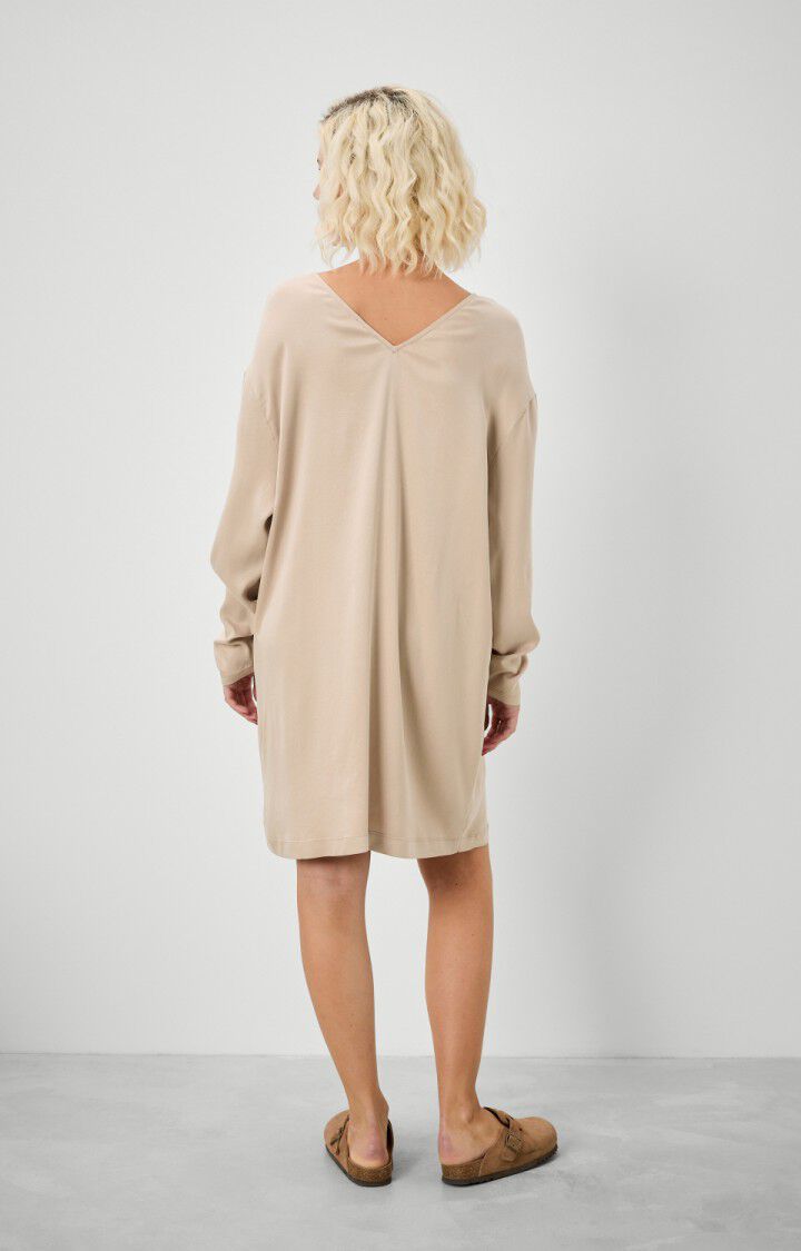 American Vintage Robe Femme Ipipiwood - CHAMPAGNE Manches Longues Beige - E18