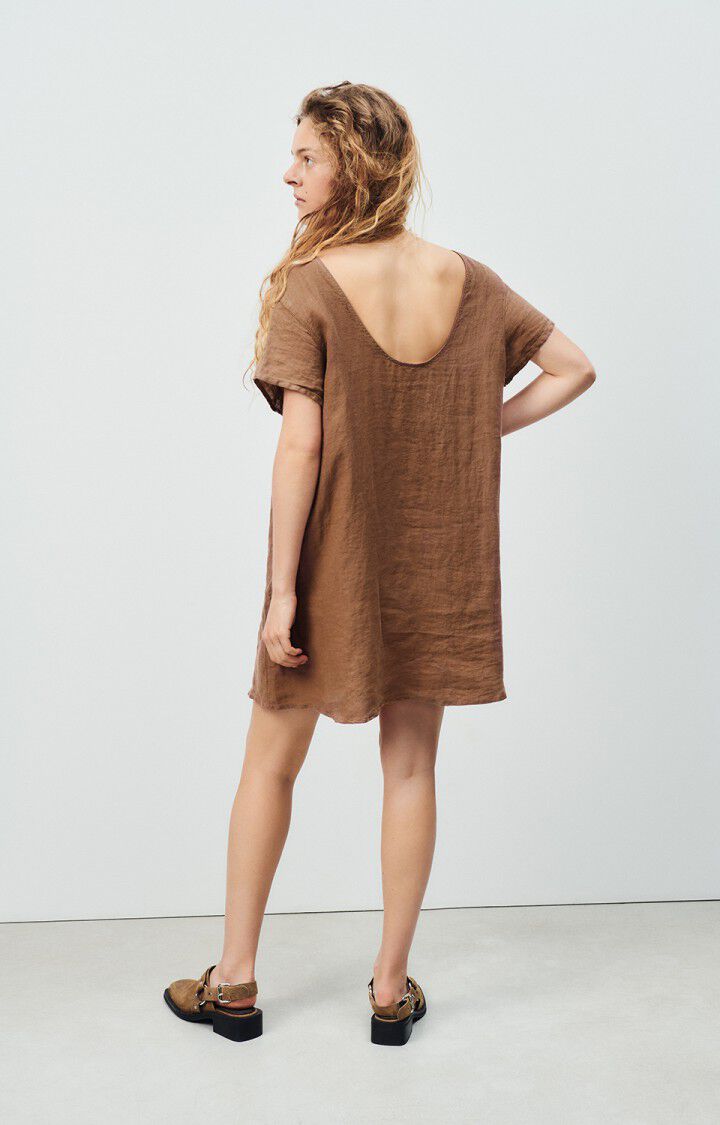 American Vintage Robe Femme Ivybo - CACAO 16 Manches Courtes Marron - E24