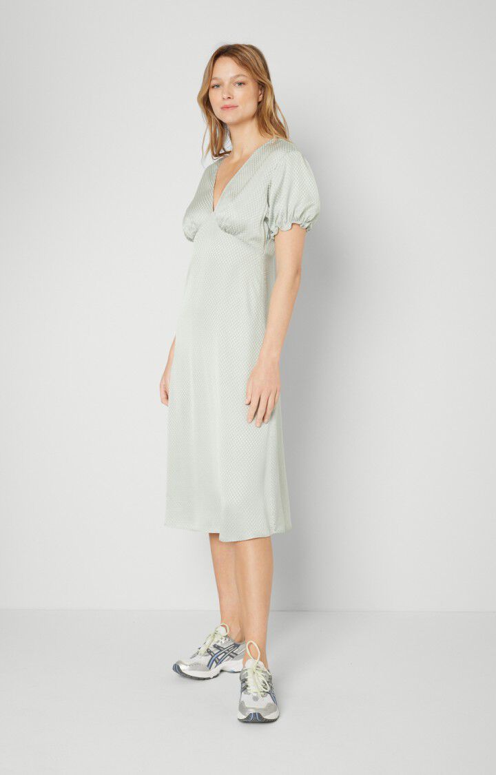 american vintage Robe femme Karow - GRISAILLE Manches bouffantes Gris - E21