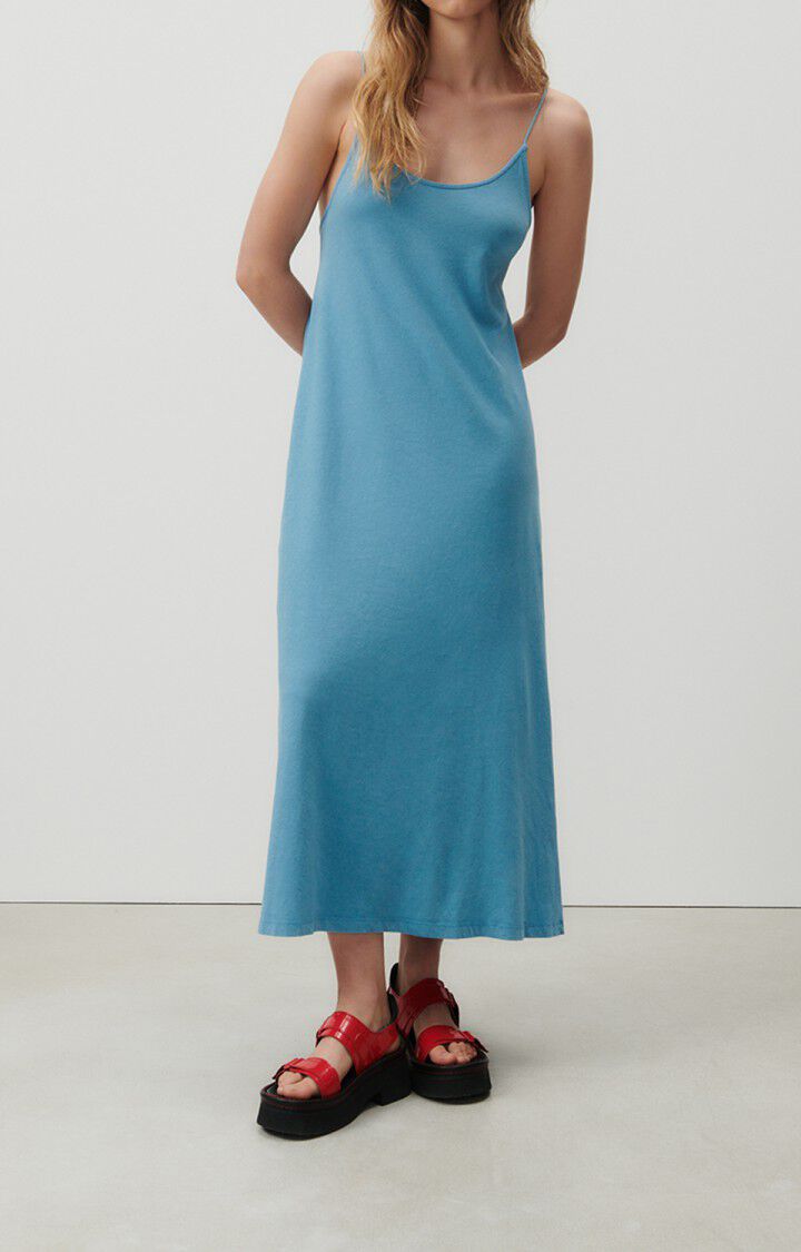 american vintage Robe femme Lopintale - BLEUTE VINTAGE 0 Fines bretelles Bleu - E23
