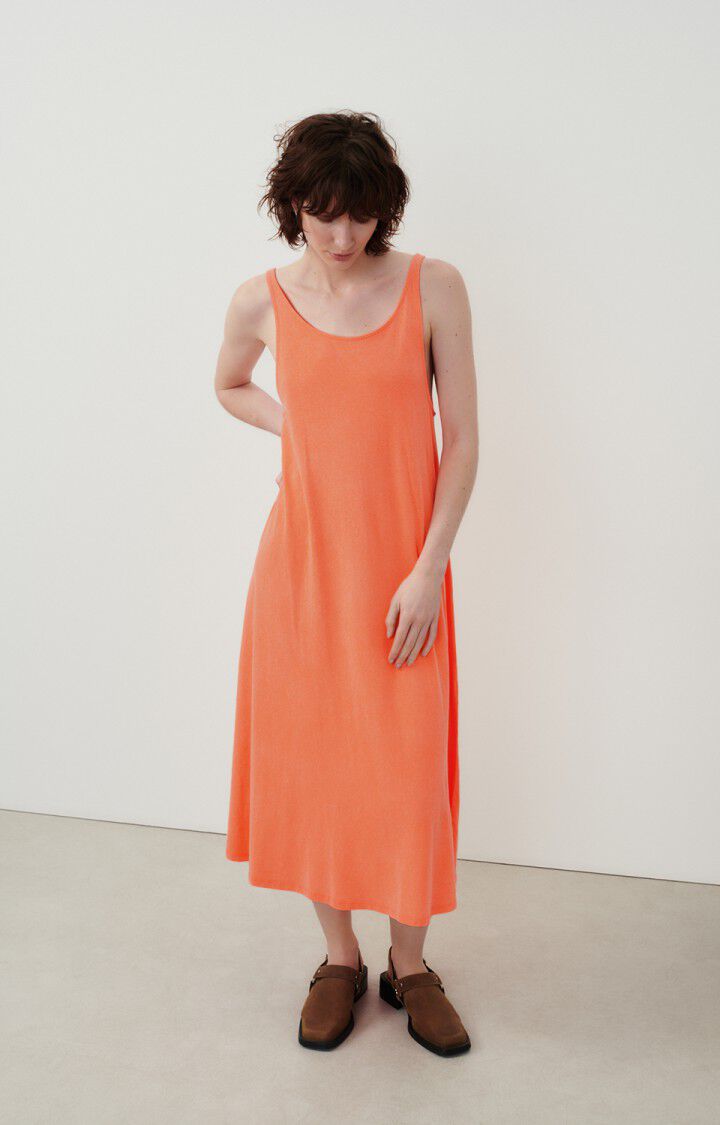 American Vintage Robe Femme Lopintale - ORANGE FLUO 0 Fines Bretelles Orange - E24