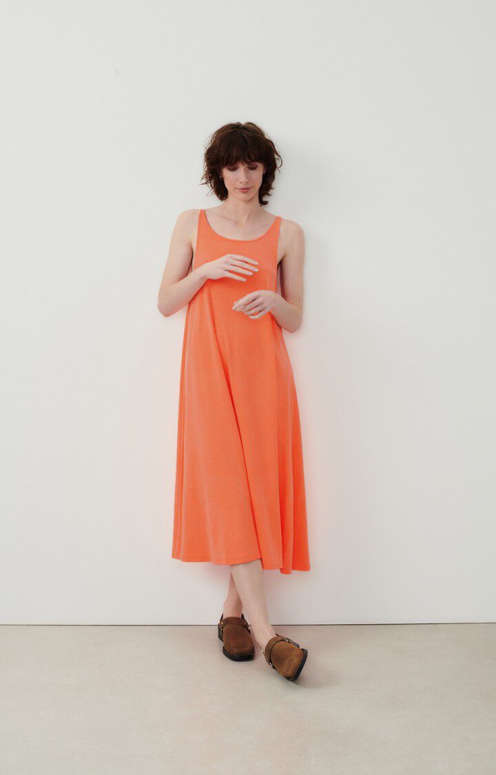 american vintage Robe femme Lopintale - ORANGE FLUO 0 Fines bretelles Orange - E24