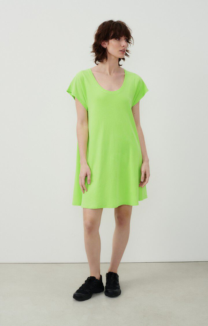 american vintage Robe femme Lopintale - POMME FLUO 16 Manches courtes Vert - E24