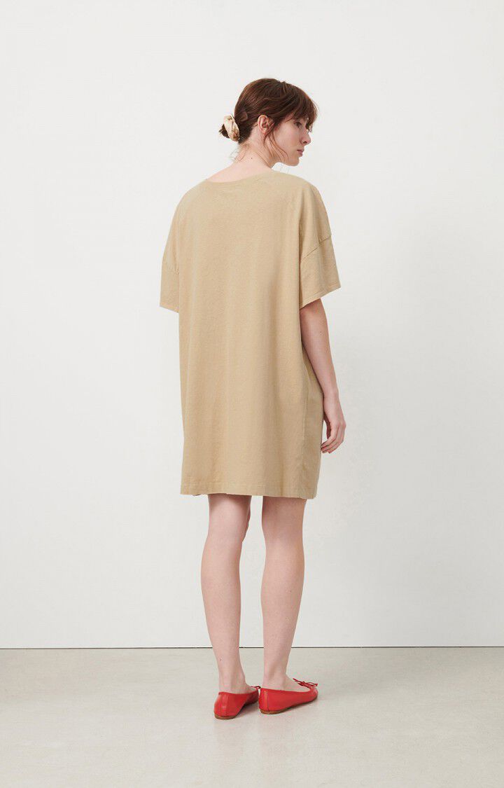 American Vintage Robe Femme Lopintale - PORRIDGE VINTAGE 13 Manches Courtes Beige - E23