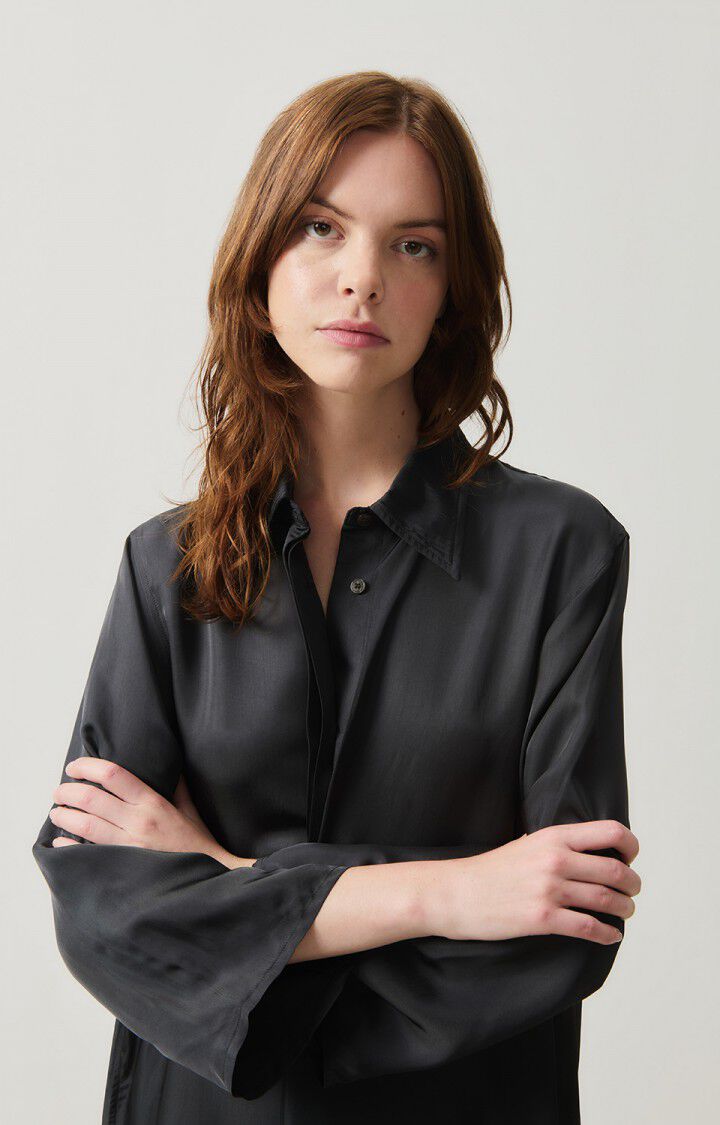 American Vintage Robe Femme Luabird - CARBONE 54 Manches Longues Noir - H24