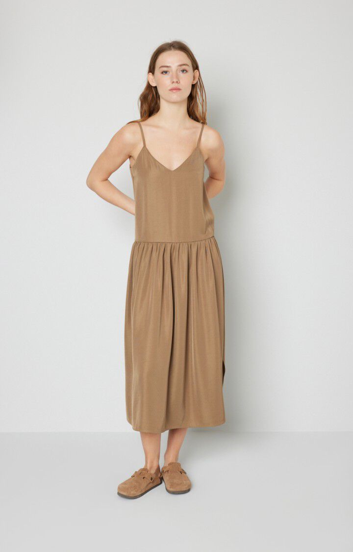 american vintage Robe femme Madistreet - CAMEL Fines bretelles Marron - E19