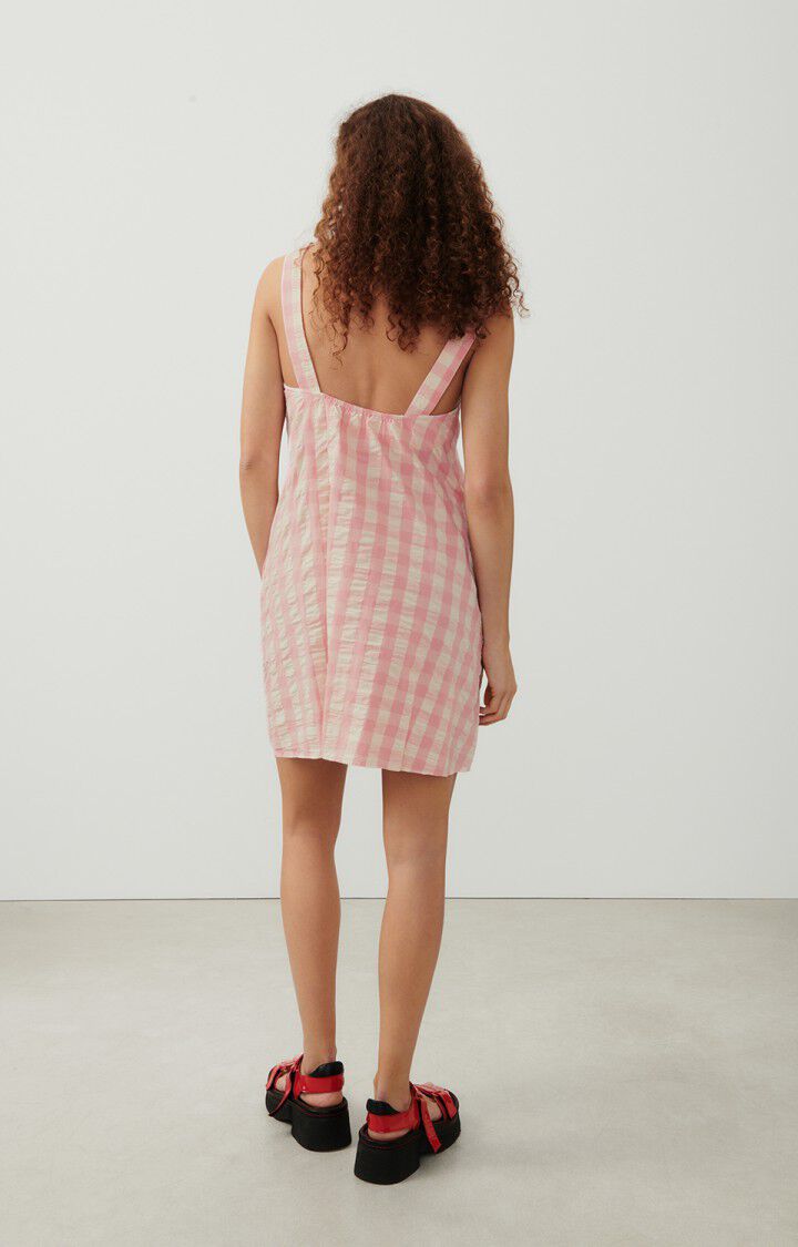 American Vintage Robe Femme Naroz - VICHY BONBON 0 Fines Bretelles Rose - E24
