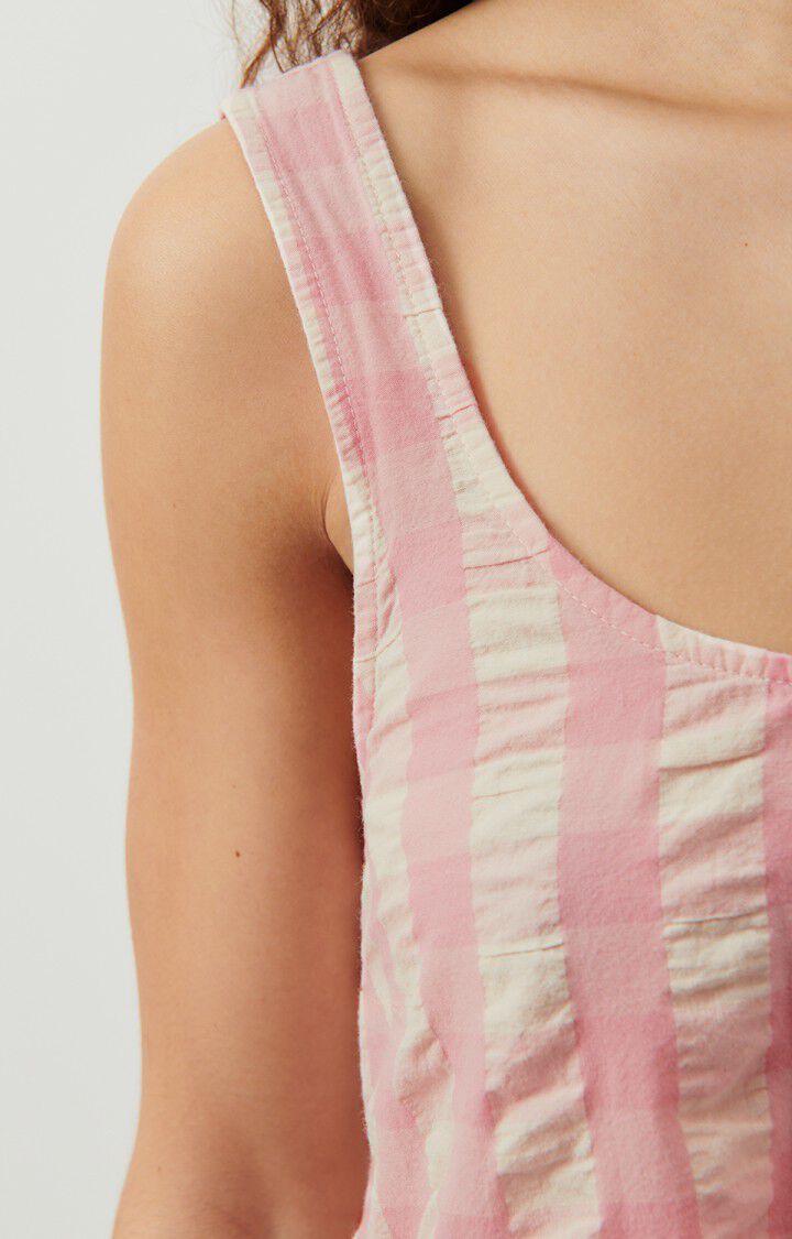 American Vintage Robe Femme Naroz - VICHY BONBON 0 Fines Bretelles Rose - E24