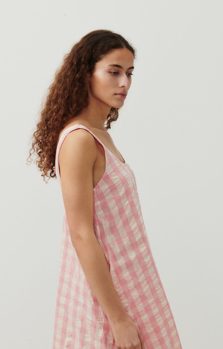 American Vintage Robe Femme Naroz - VICHY BONBON 0 Fines Bretelles Rose - E24