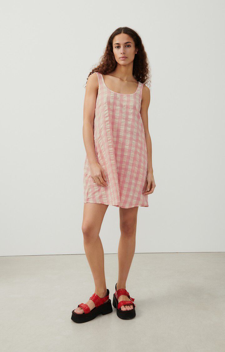 american vintage Robe femme Naroz - VICHY BONBON 0 Fines bretelles Rose - E24