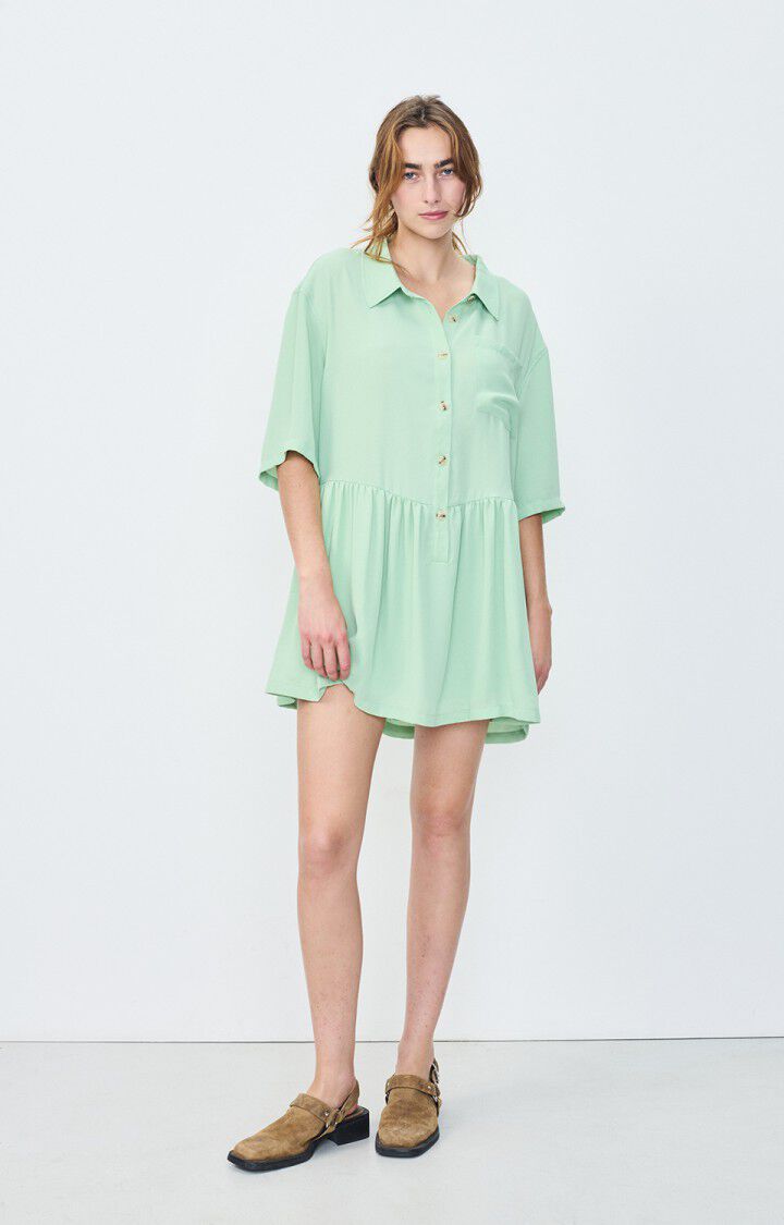 american vintage Robe femme Nolan - AMANDE Manches 3/4 Vert - E20