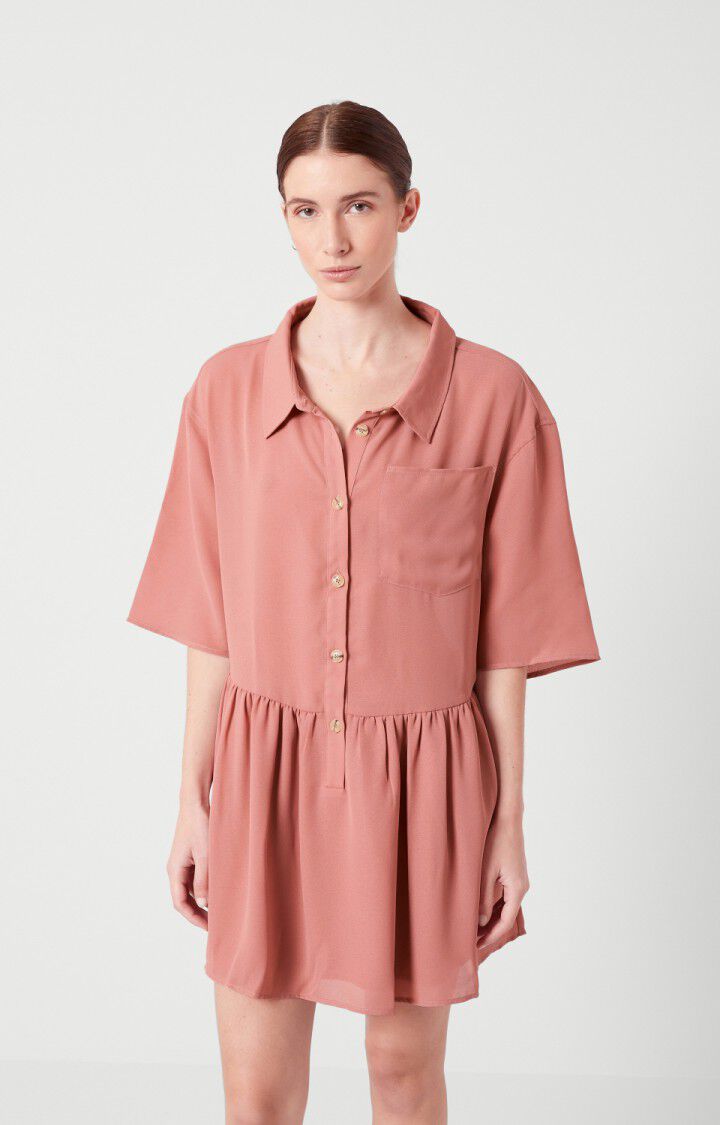 american vintage Robe femme Nolan - PAMPLEMOUSSE Manches 3/4 Rose - E20