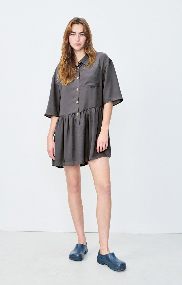 american vintage Robe femme Nolan - ZINC Manches 3/4 Gris - E20