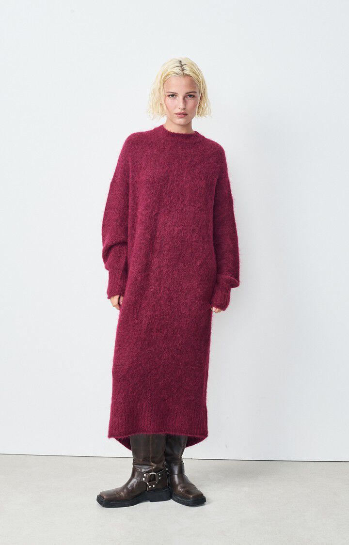 American Vintage Robe Femme Nuny - BORDEAUX CHINE 46 Manches Longues Rouge - H24
