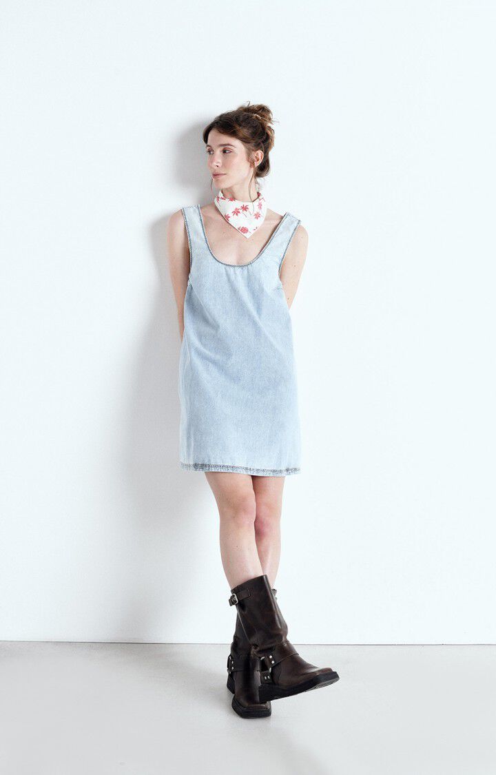 american vintage Robe femme Paybou - BLUE SNOW 0 Sans manches Bleu - E25