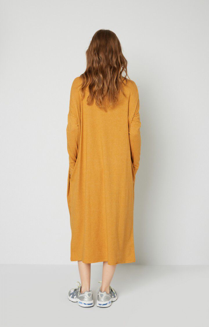 American Vintage Robe Femme Pipoun - RUCHE CHINE Manches Longues Jaune - H18