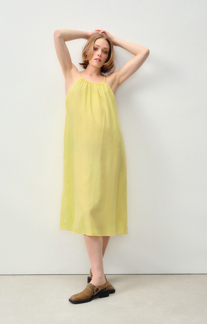american vintage Robe femme Pykoboo - VICHY JAUNE FLUO 0 Fines bretelles Jaune - E24