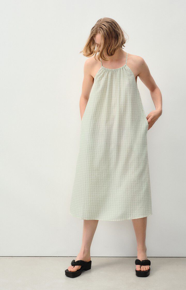 american vintage Robe femme Pykoboo - VICHY OPALE 0 Fines bretelles Vert - E24