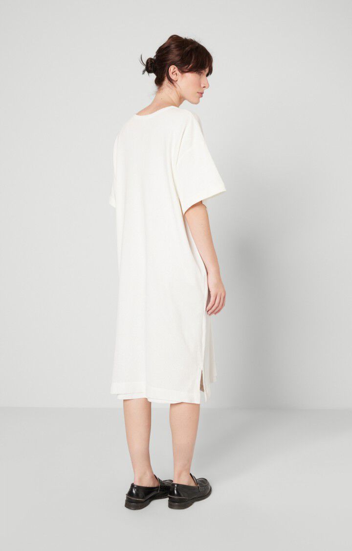 American Vintage Robe Femme Rekbay - BLANC Manches Courtes Blanc - E22