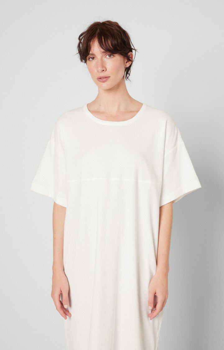 American Vintage Robe Femme Rekbay - BLANC Manches Courtes Blanc - E22
