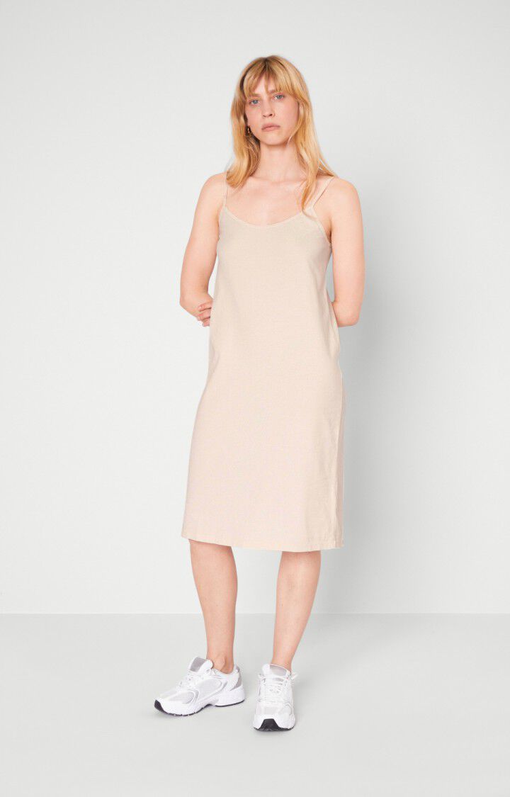 american vintage Robe femme Rompool - NOUGAT VINTAGE Fines bretelles Beige - E20