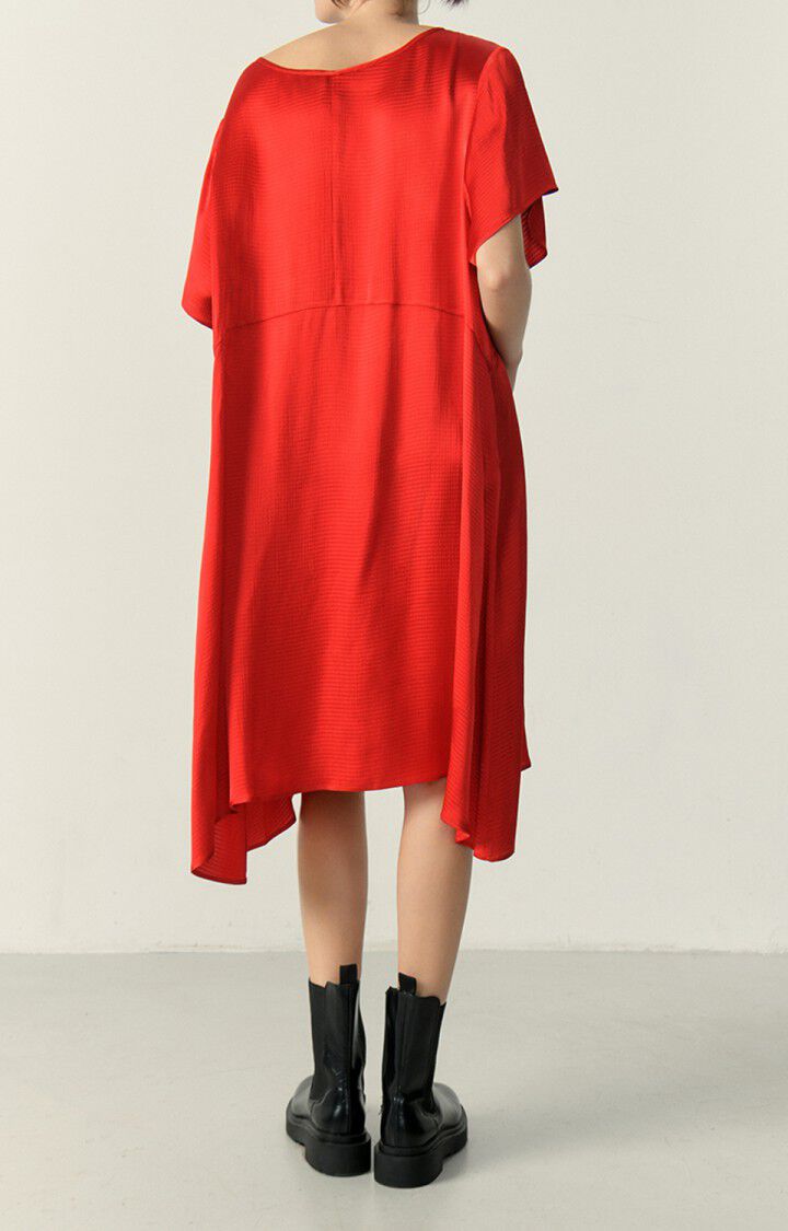 American Vintage Robe Femme Shaning - COCCINELLE 24 Manches Courtes Rouge - E23