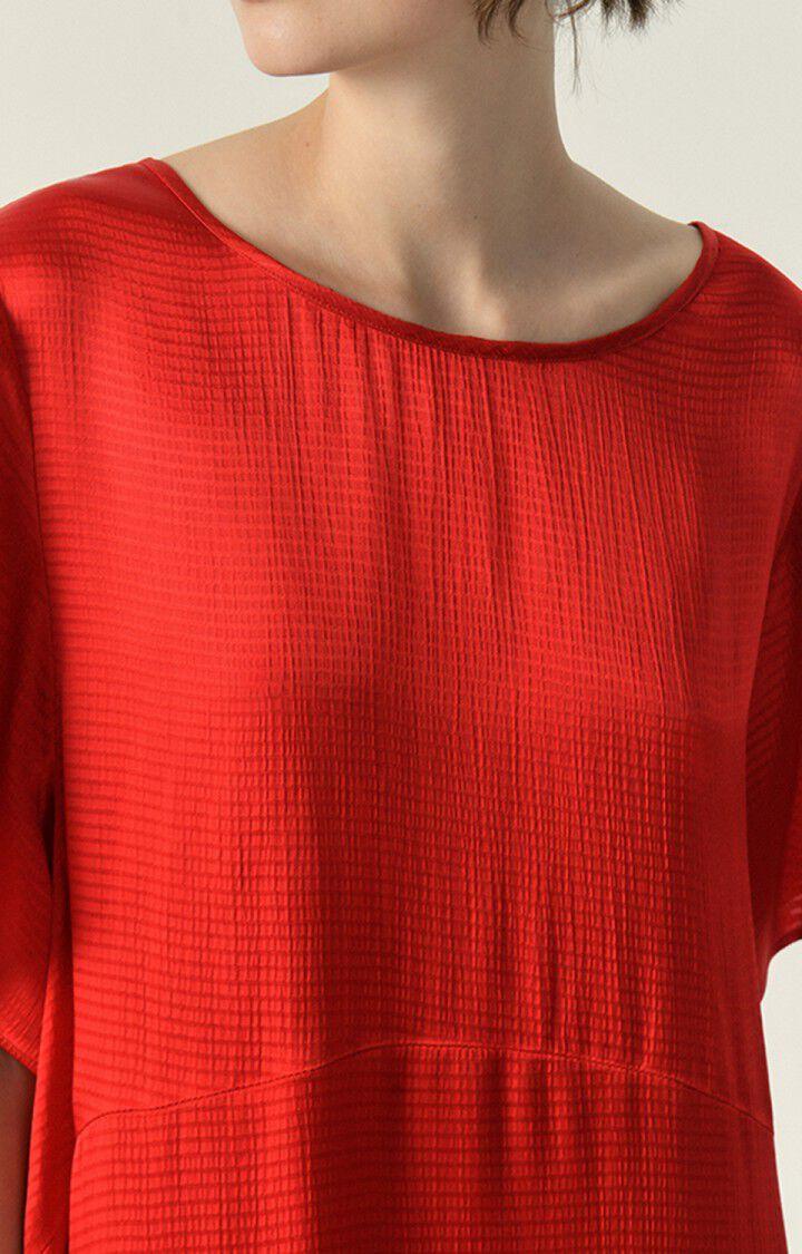 American Vintage Robe Femme Shaning - COCCINELLE 24 Manches Courtes Rouge - E23