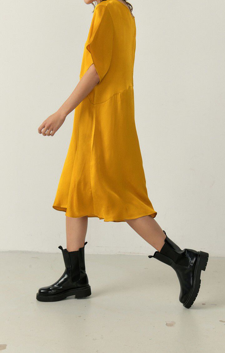 American Vintage Robe Femme Shaning - CURCUMA 24 Manches Courtes Jaune - E23