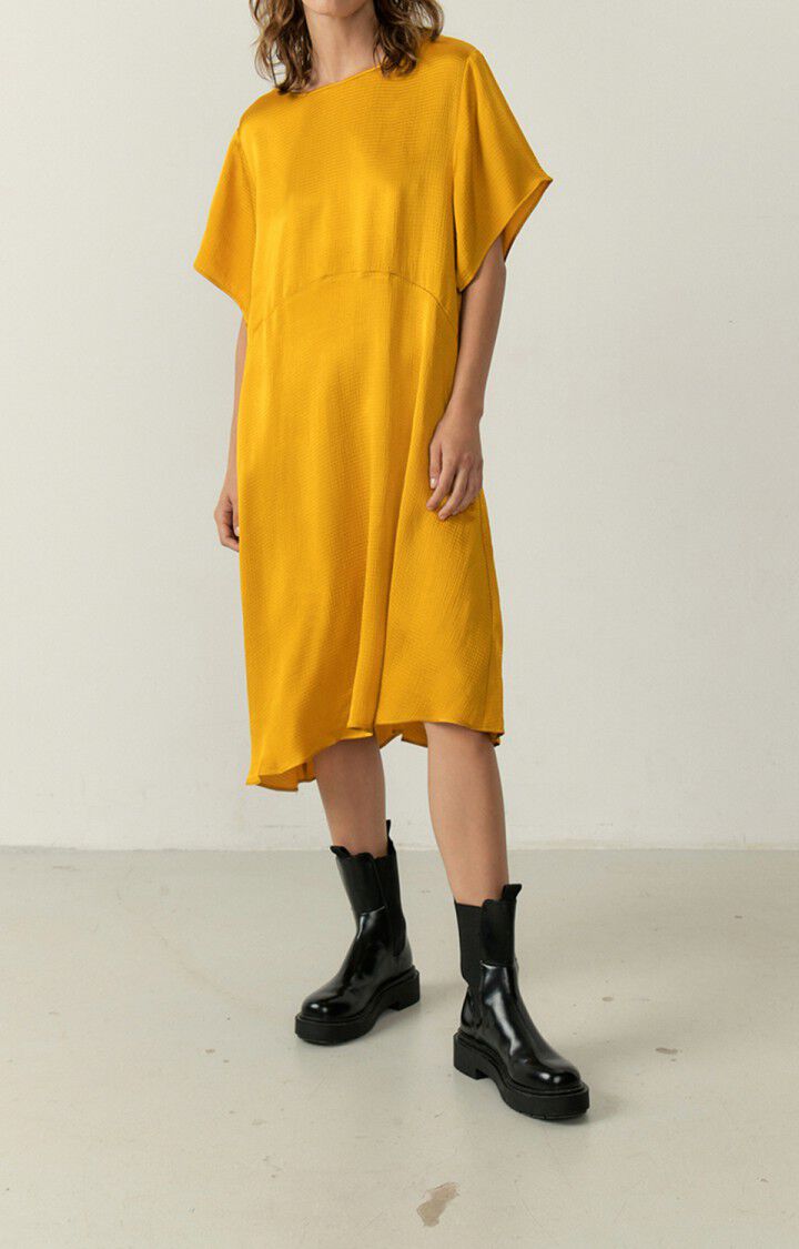 american vintage Robe femme Shaning - CURCUMA 24 Manches courtes Jaune - E23