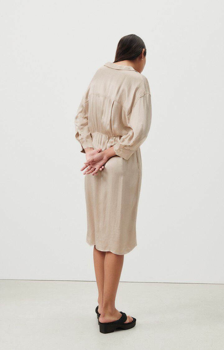 American Vintage Robe Femme Shaning - ECRU 39 Manches Longues Beige - H23