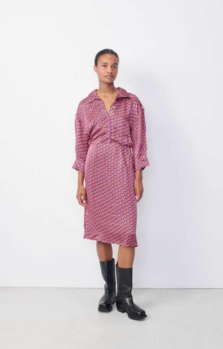 american vintage Robe femme Shaning - JUNE 39 Manches longues Rose - H23