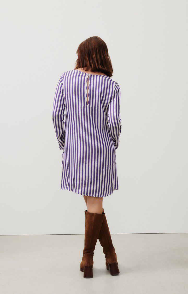 American Vintage Robe Femme Shaning - RAYURES VIOLETTES 58 Manches Longues Violet - E24