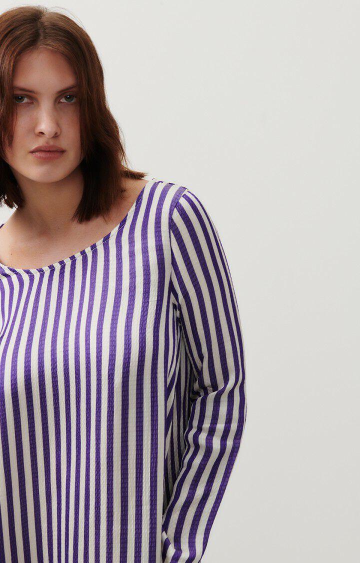 American Vintage Robe Femme Shaning - RAYURES VIOLETTES 58 Manches Longues Violet - E24