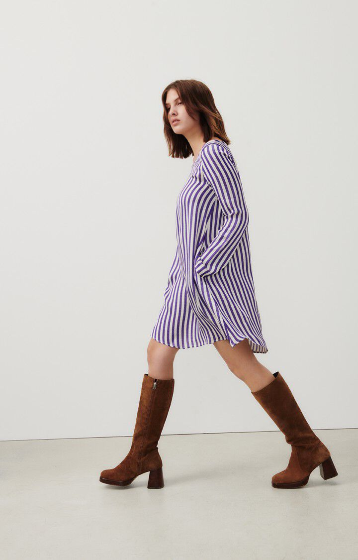 American Vintage Robe Femme Shaning - RAYURES VIOLETTES 58 Manches Longues Violet - E24